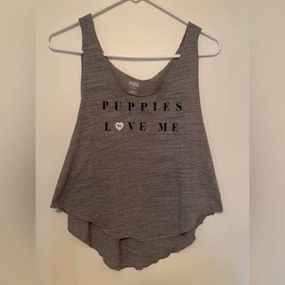 PINK Victoria Secret Grey Puppies Tank Top